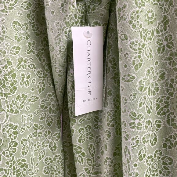 CHARTER CLUB XL Light Ivy Thistle Green Floral Robe Sleep Shirt Cottage Core NWT - Picture 6 of 7
